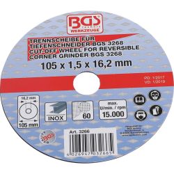 Disco de corte para cortadora BGS | Ø 105 x 1,5 x 16,2 mm