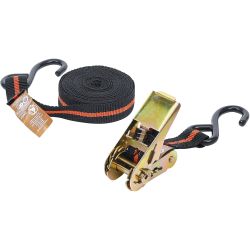 Ratchet Tie Down Strap | with 2 solid Hooks | 5 m x 24 mm
