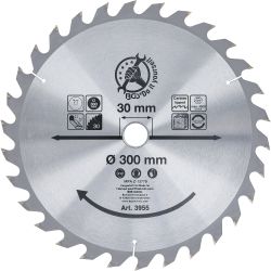 Hoja de sierra circular con puntas de carburo | Ø 300 x 30 x 3,2 mm | 30 dientes