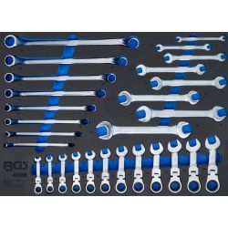 Tool Tray 3/3: Double Open End Spanner, Double Ring Spanner, Ratchet Wrench | adjustable | 28 pcs.