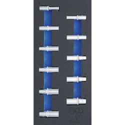 Tool Tray 1/3: Sockets, Hexagon | 10 mm (3/8") | 8 - 19 mm | deep | 11 pcs.