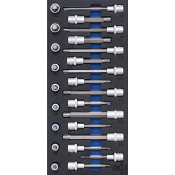 Tool Tray 1/3: Bit Socket Set | 12.5 mm (1/2") | Spline (for RIBE) | 25 pcs.