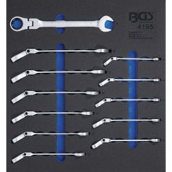 Tool Tray 2/3: Ratchet Combination Wrench Set | adjustable | 8 - 19 mm | 12 pcs.