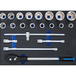 Tool Tray 3/3: Socket Set | 20 mm (3/4") Drive | 21 pcs.