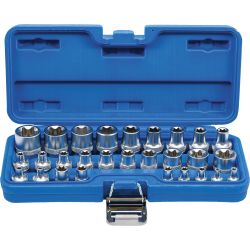 Socket Set, E-Type | 6.3 mm (1/4") / 12.5 mm (1/2") Drive | E4 - E24 | 28 pcs.