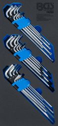Tool Tray 1/3: L-Type Wrench Set | extra long | T-Star (for Torx), T-Star tamperproof (for Torx), Internal Hexagon | 27 pcs.