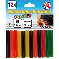 Glue Sticks | colored | Ø 7.5 mm, 50 mm | 12 pcs.