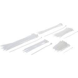 Assortiment de colliers plastique | blanc | diverses tailles | 250 pièces