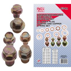 Surtido de tornillos y anillos de estanquidad de cobre para tapón de cárter | 534 piezas