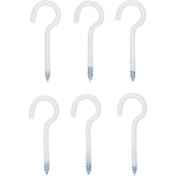 Screw Hook Assortment | white | plastic-coated | 60 mm | 6 pcs.