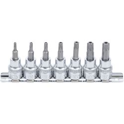 Bit-Einsatz-Satz | Antrieb Innenvierkant 10 mm (3/8") | T-Profil (für Torx) mit Bohrung T15 - T50 | 7-tlg.