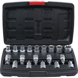 Bit Socket / Socket Set | 12.5 mm (1/2") Drive | T-Star (for Torx) / E-Type | 19 pcs.